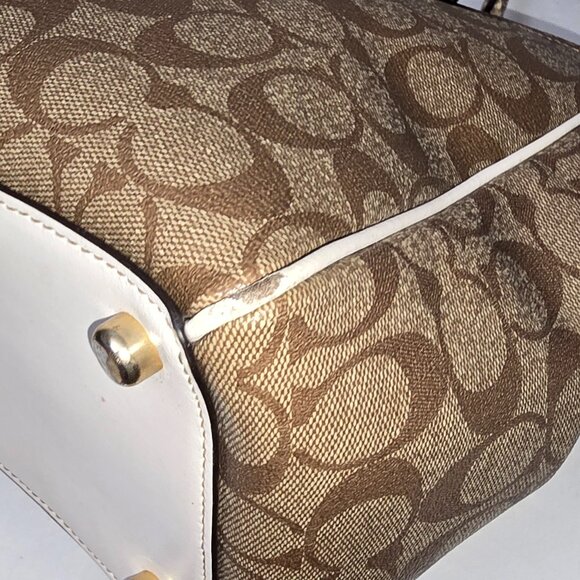 Coach F44956 Surrey Exotic Snake Trim Khaki Signature Carryall Shoulder Satchel - Picture 15 of 16